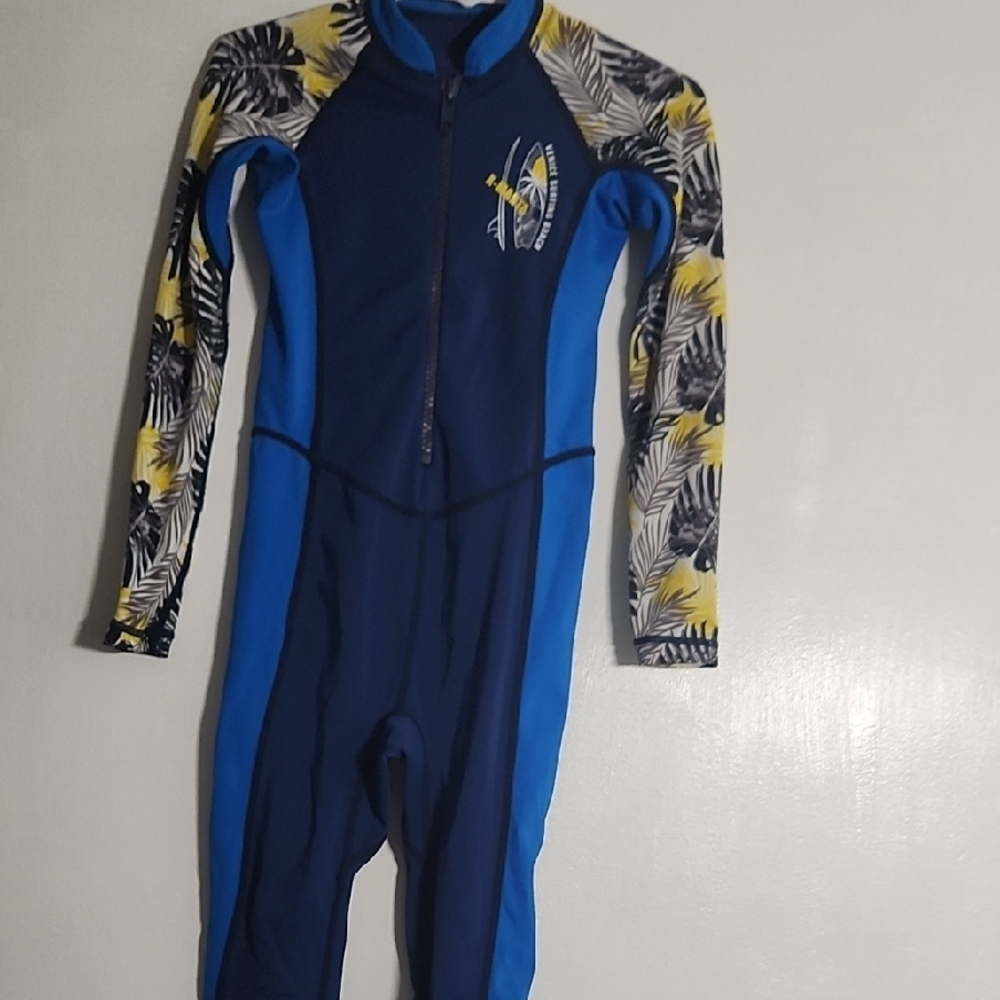 Blue and Yellow Kids Swim One Piece